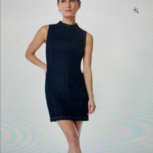 Spanx Dark Wash Denim Seamed Shift Dress 20715R Fitted Flattering Fall - Picture 14 of 14